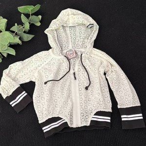 Girls Eyelet Spring Bomber Jacket Coat Hoodie